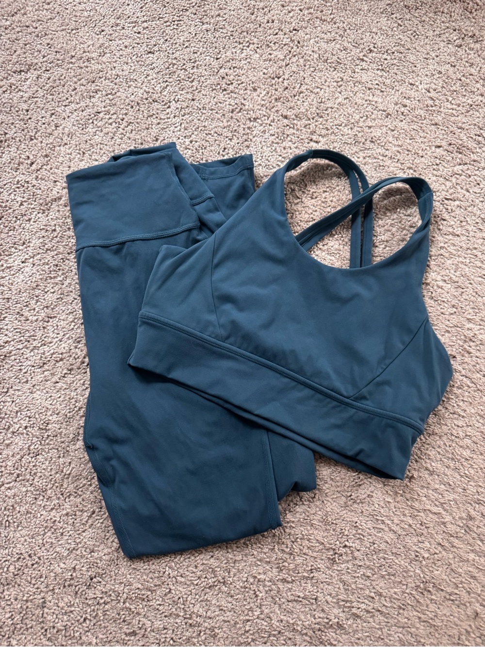 BuffBunny Teal Blue Leggings and Sports Bra Set - Picture 2 of 5